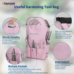 Load image into Gallery viewer, Pink Garden Tool Sets 12 Pieces, iHansee Aluminum Gardening Hand Tools with Non-Slip Handle, Kneeling Pad, Apron, Gloves and Organizer Bag, Landscaping Tools - Gift for Women & Garden Enthusiasts
