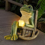Load image into Gallery viewer, FOXMIS Miniature Frog Garden Statue Gifts Fall Halloween Decorations Fairy Garden Accessories Outdoor Lights Solar Garden Frog Decor Art Housewarming Gift for Patio,Yard,Lawn Ornament,3.89"x2.36"x3.93