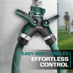 Load image into Gallery viewer, 2WAYZ Hose Splitter 2 Way Heavy Duty Outdoor Faucet and Garden Connector - Water Spigot Splitter - Durable All-Metal Y Adapter with Shut-Off Valve - 4 x 4 x 1.5 Inches