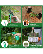 Load image into Gallery viewer, 9-Piece Premium Gardening Tool Set for Women - Heavy Duty Stainless Steel Rust-Proof Tools with Fashion Storage Tote | Perfect Gardening Gifts for Mom, Mother's Day, Birthday & Outdoor (Green)