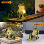 Load image into Gallery viewer, FOXMIS Miniature Frog Garden Statue Gifts Fall Halloween Decorations Fairy Garden Accessories Outdoor Lights Solar Garden Frog Decor Art Housewarming Gift for Patio,Yard,Lawn Ornament,3.89"x2.36"x3.93