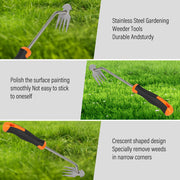 SIXCAR Weed Puller Tool,Portable Garden Weeder Tool,2024 New Gardening Weeding Tools,for Hand Weeder Puller for Vegetable Gardening Backyard Farm Planting & Uprooting Weeding Tool (Rubber Handle)