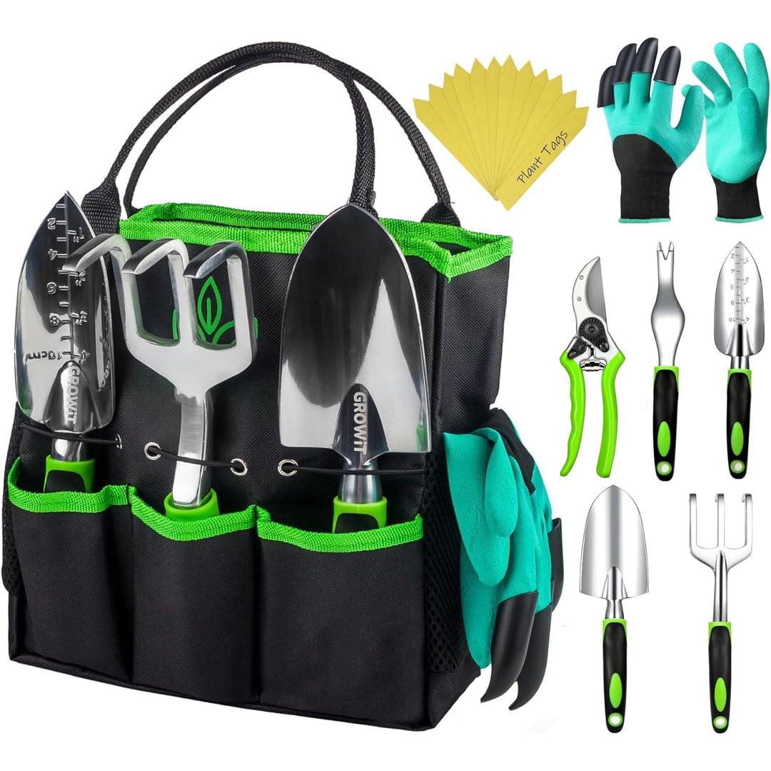 GROWIT Heavy Duty Gardening Tools - 22-Piece Gardening Gifts for Women, Men, Mom, Dad - Durable, Ergonomic Garden Tools Set