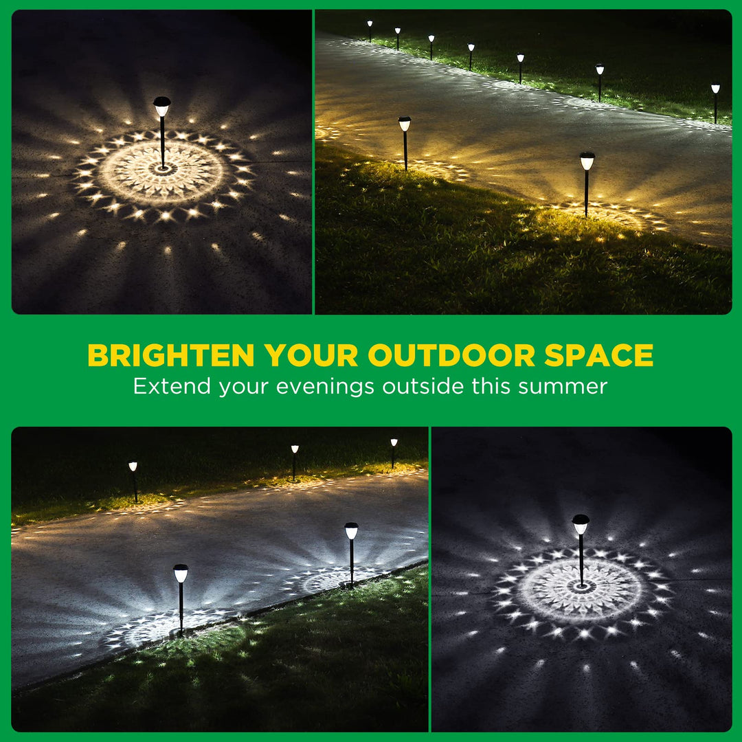 URAGO Super Bright Solar Lights, Waterproof 10 Pack, Dusk to Dawn Up to 12 Hrs Solar Powered Outdoor Pathway Garden Lights Auto On/Off, LED Landscape Lighting Decorative for Walkway Patio Yard