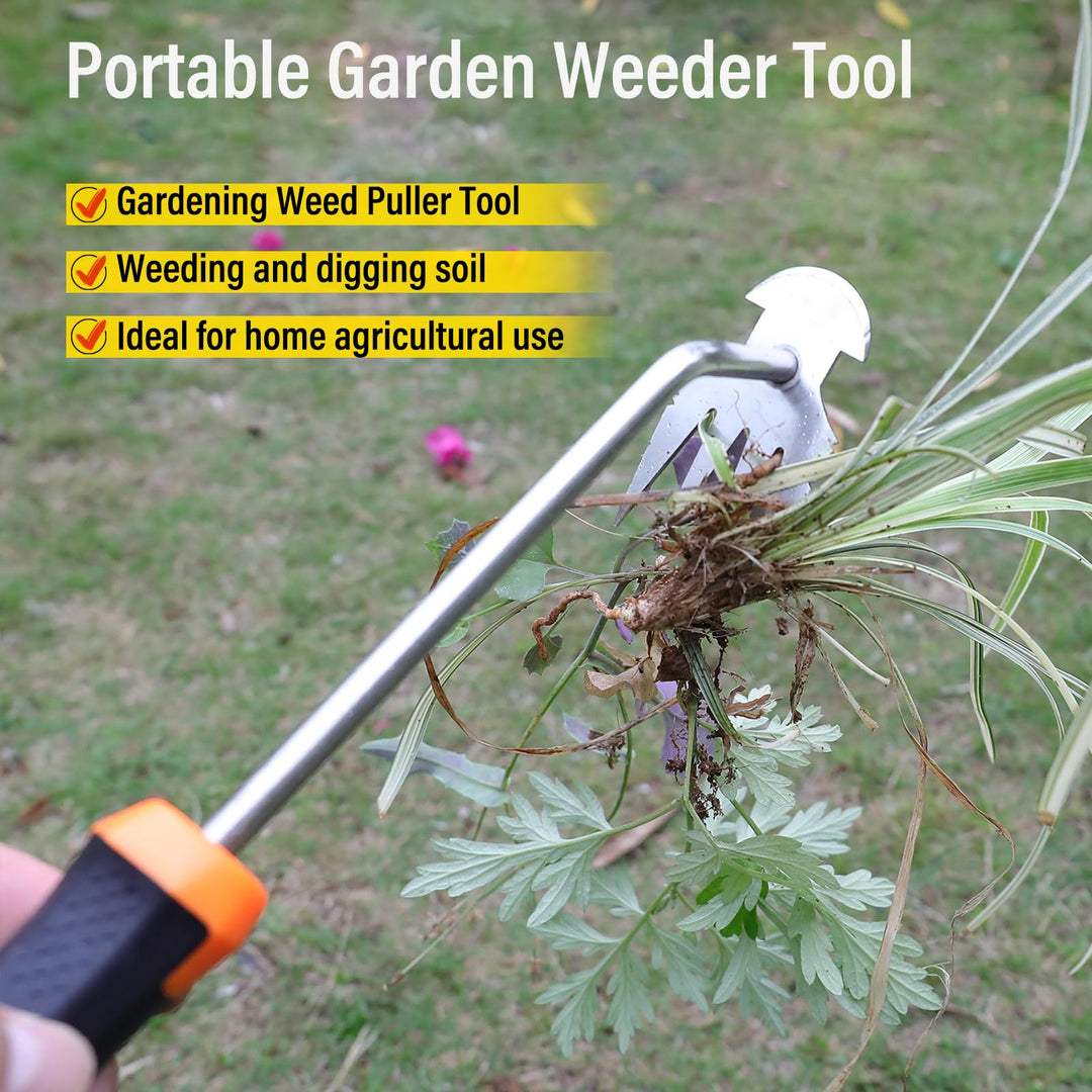 SIXCAR Weed Puller Tool,Portable Garden Weeder Tool,2024 New Gardening Weeding Tools,for Hand Weeder Puller for Vegetable Gardening Backyard Farm Planting & Uprooting Weeding Tool (Rubber Handle)